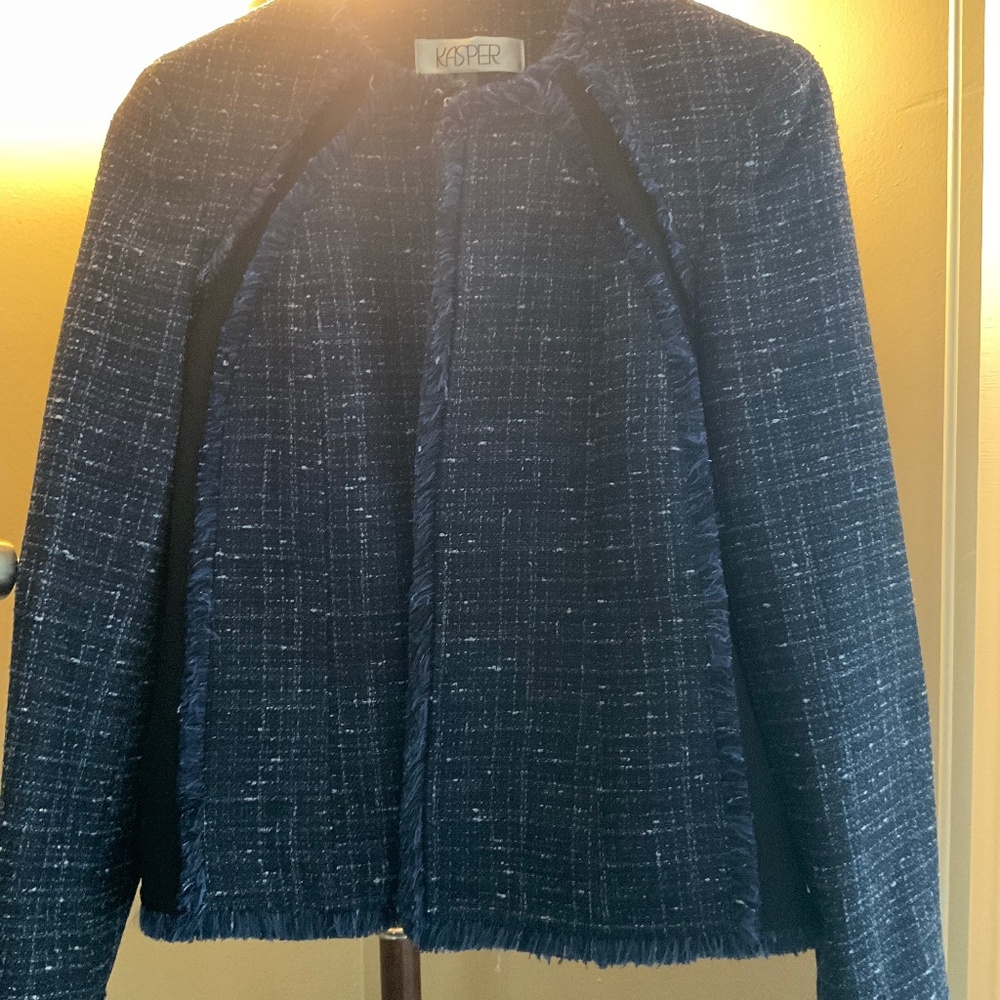 Kasper Navy Blue Jacket, Fully Lined Size 4P